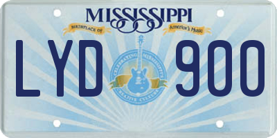 MS license plate LYD900