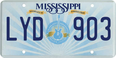 MS license plate LYD903
