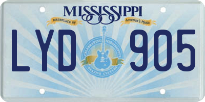 MS license plate LYD905