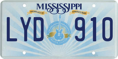 MS license plate LYD910