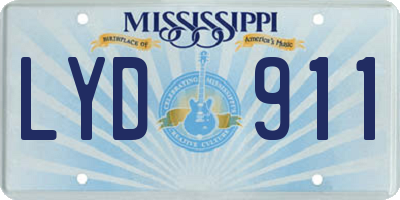MS license plate LYD911