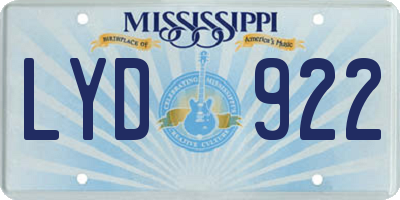 MS license plate LYD922