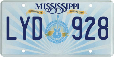 MS license plate LYD928