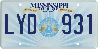 MS license plate LYD931
