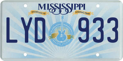 MS license plate LYD933