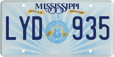MS license plate LYD935