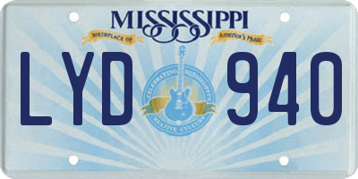 MS license plate LYD940
