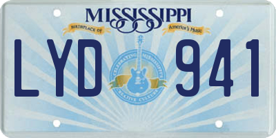 MS license plate LYD941