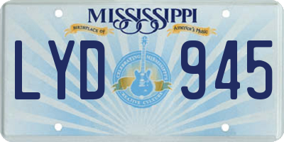 MS license plate LYD945