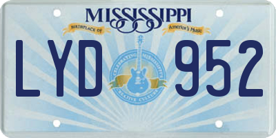 MS license plate LYD952