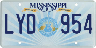 MS license plate LYD954
