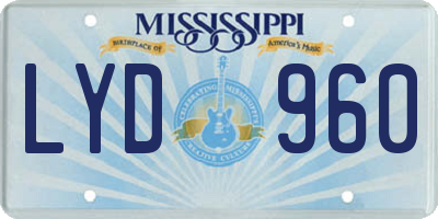 MS license plate LYD960