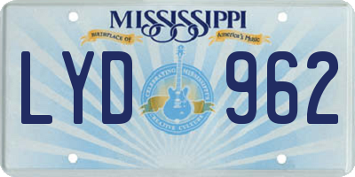MS license plate LYD962