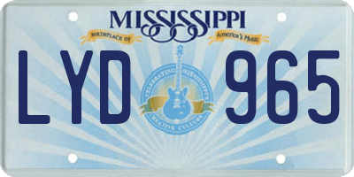 MS license plate LYD965