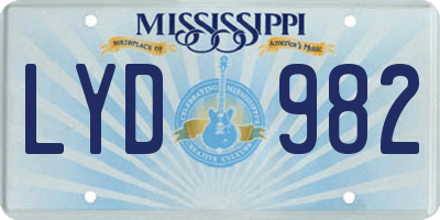 MS license plate LYD982