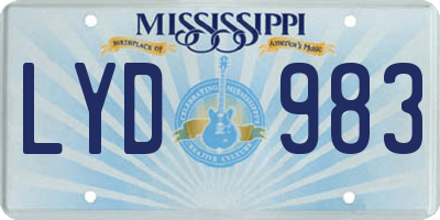 MS license plate LYD983
