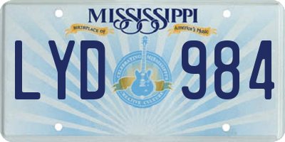 MS license plate LYD984