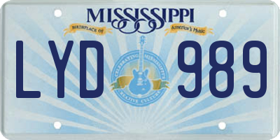 MS license plate LYD989