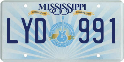 MS license plate LYD991