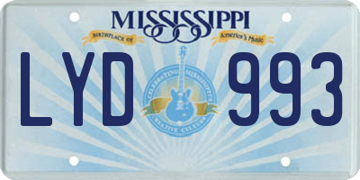 MS license plate LYD993