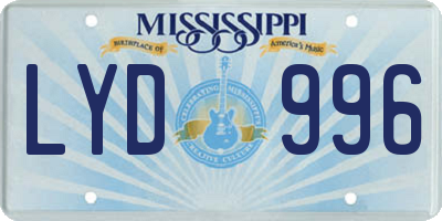 MS license plate LYD996