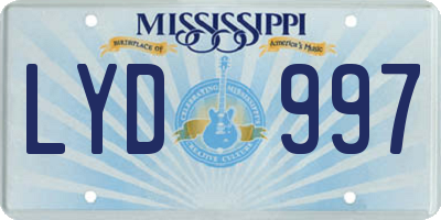 MS license plate LYD997