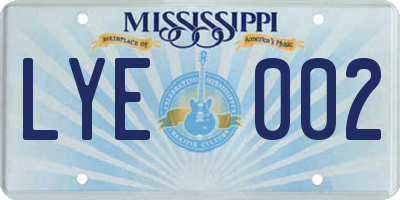 MS license plate LYE002