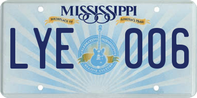MS license plate LYE006