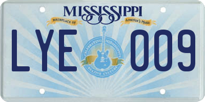 MS license plate LYE009