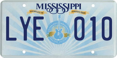 MS license plate LYE010
