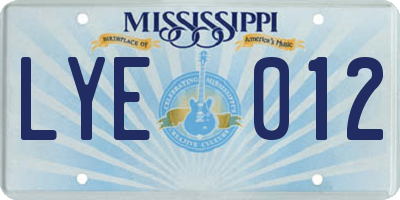 MS license plate LYE012