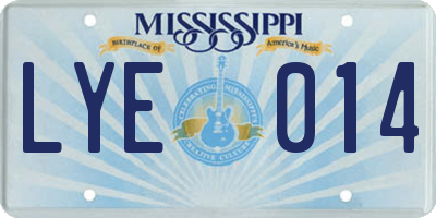 MS license plate LYE014