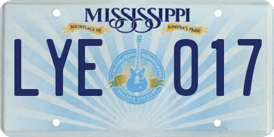 MS license plate LYE017