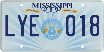 MS license plate LYE018