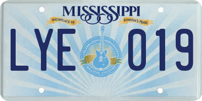 MS license plate LYE019