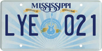 MS license plate LYE021