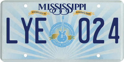 MS license plate LYE024