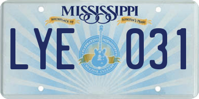 MS license plate LYE031