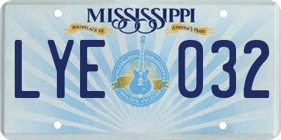 MS license plate LYE032