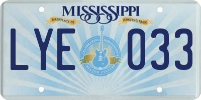 MS license plate LYE033