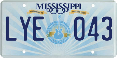 MS license plate LYE043
