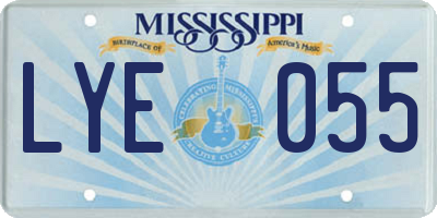 MS license plate LYE055
