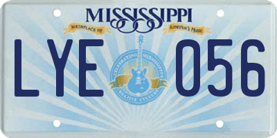 MS license plate LYE056