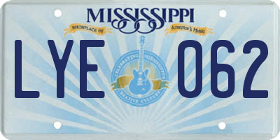 MS license plate LYE062