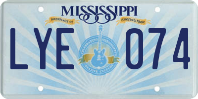 MS license plate LYE074