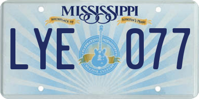 MS license plate LYE077