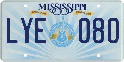 MS license plate LYE080