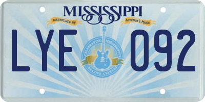 MS license plate LYE092