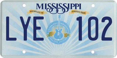 MS license plate LYE102