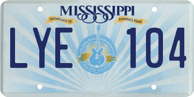 MS license plate LYE104